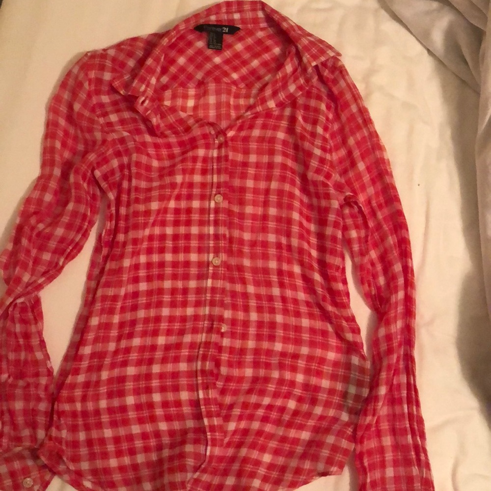 Red button up shirt